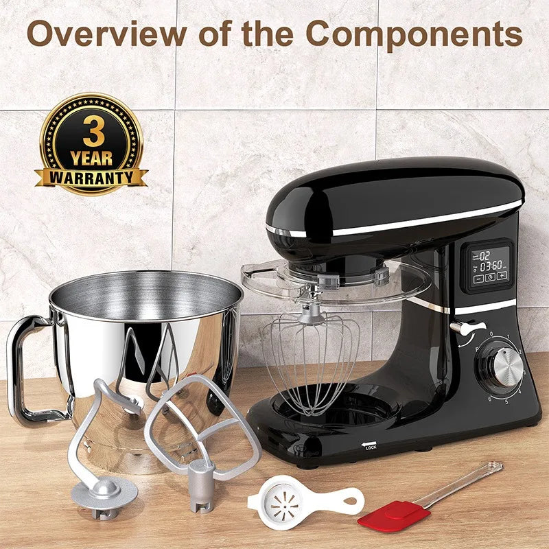 220V Powerful Stand Mixer Electric Blender Household Automatic Timing Hair Noodles Flour-Mixing Machine Commercial stand mixer