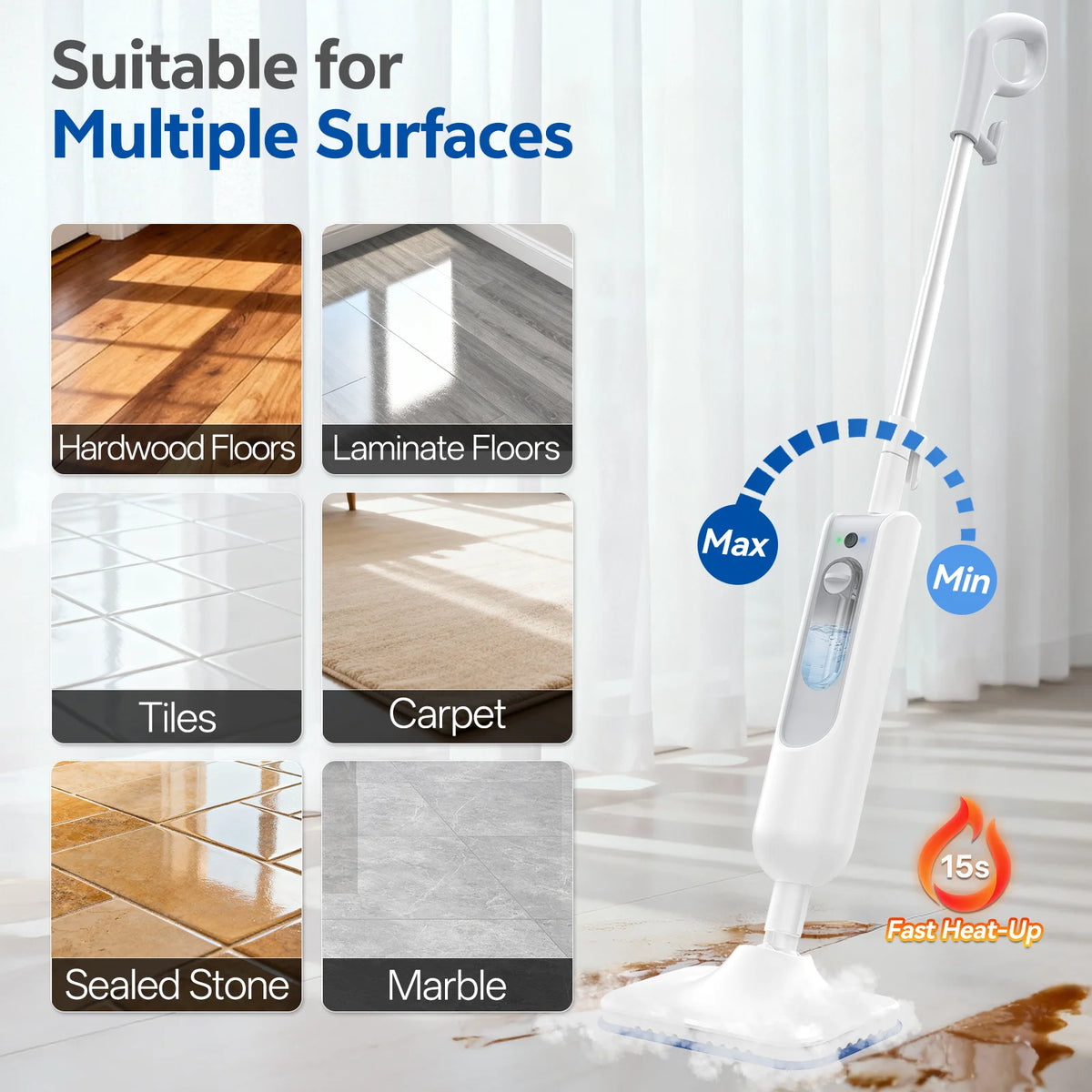 INSE 6-in-1 Steam Mop for Hard Floor Carpet & Kitchen