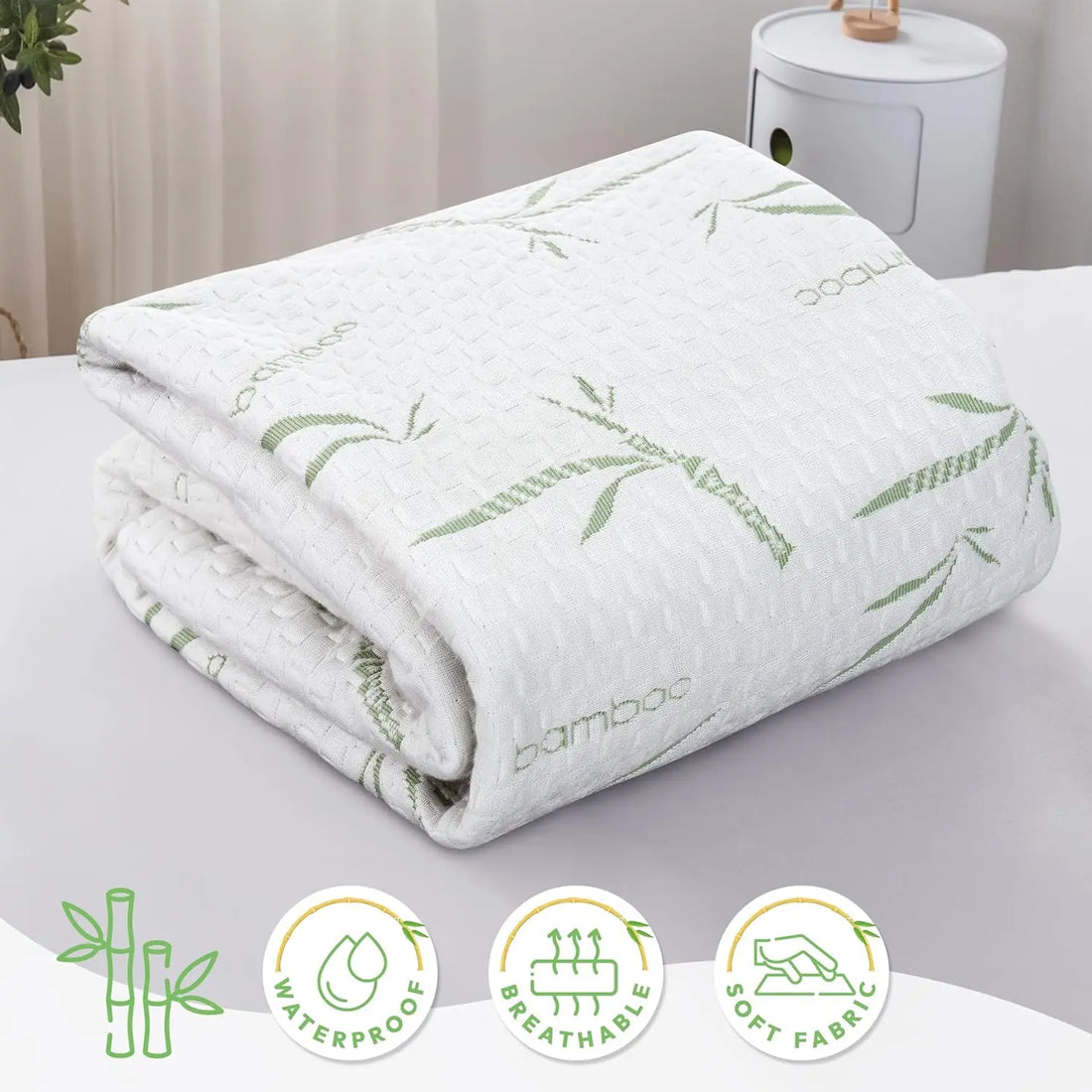 Mattress Protector, 100% Waterproof &amp; Ultra-Tech Cooling Rayon dervied from Bamboo Viscose - Fitted Sheet Style, Deep Pocket