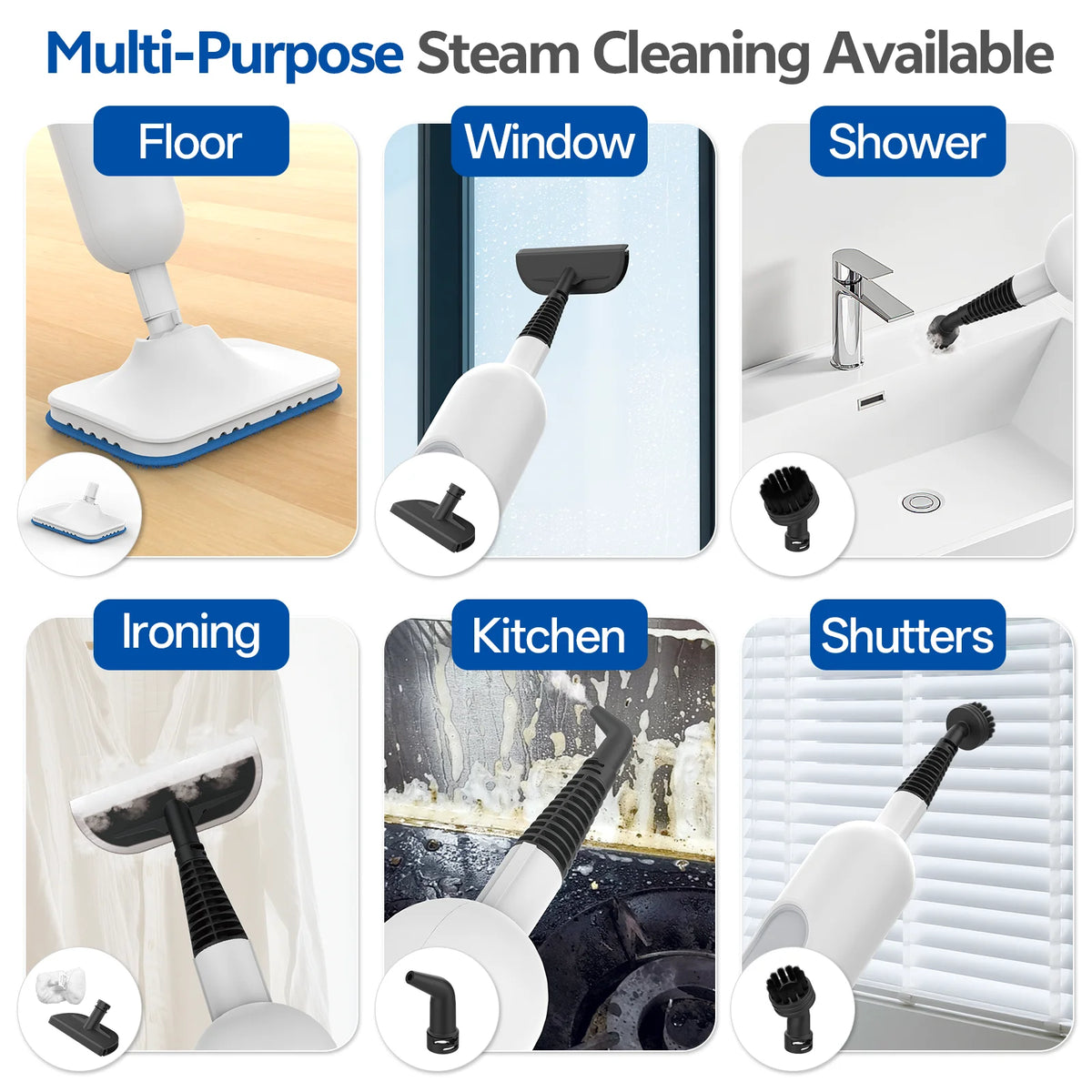 INSE 6-in-1 Steam Mop for Hard Floor Carpet &amp; Kitchen