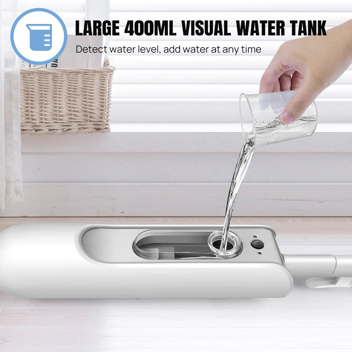DayPlus Steam Mop &amp; Detachable Steam Cleaner, 1500W Powerful Floor Steamer for Carpet Laminate Hardwood,2 Washable Pads, 400ml