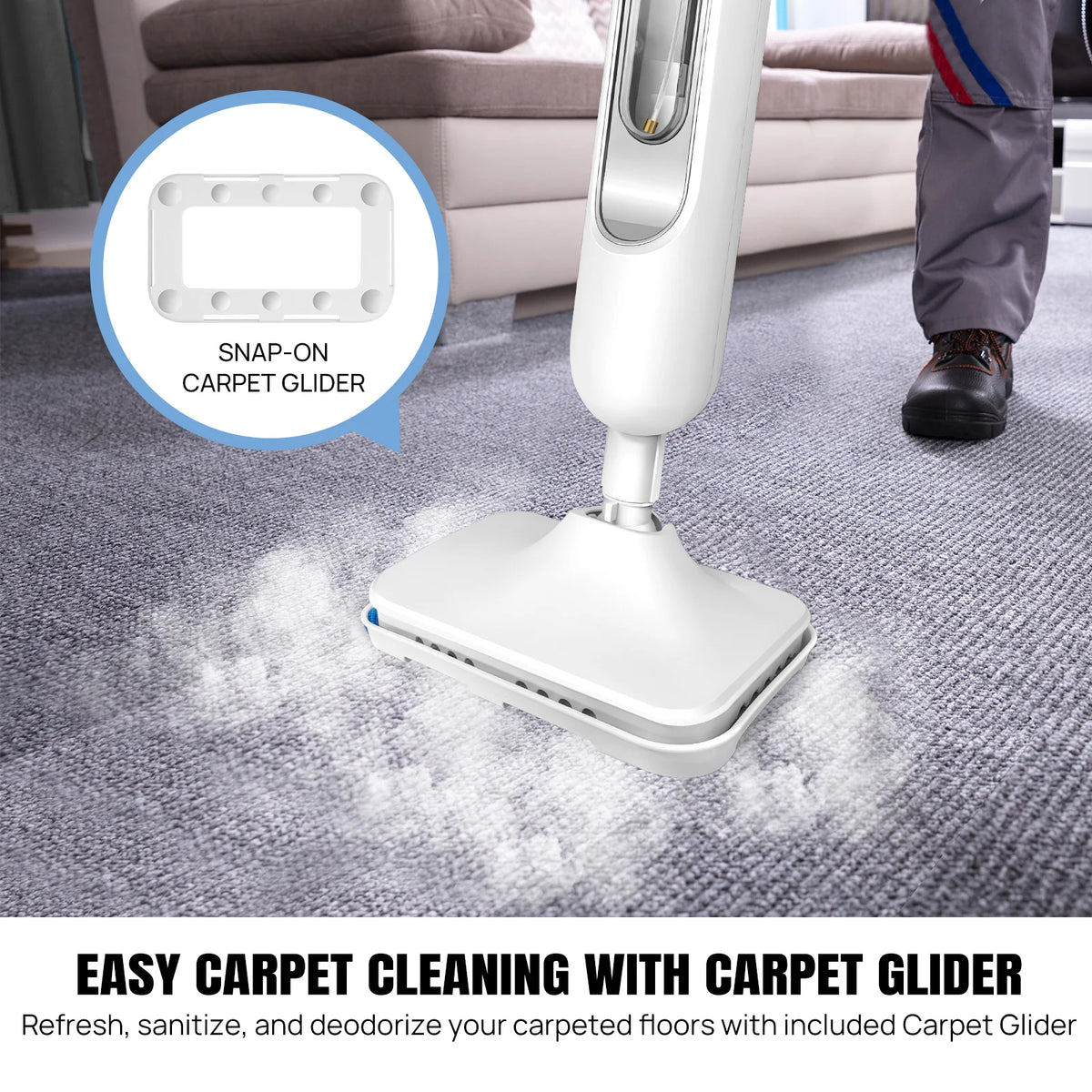 DayPlus Steam Mop &amp; Detachable Steam Cleaner, 1500W Powerful Floor Steamer for Carpet Laminate Hardwood,2 Washable Pads, 400ml