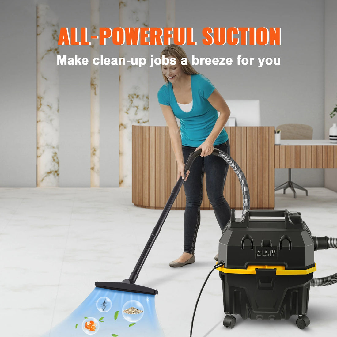 SucceBuy Portable Wet and Dry Vacuum Cleaner 15L For Car &amp; Home Appliance 1200W Power Strong Suction Vacuum Cleaner &amp; Air Blower