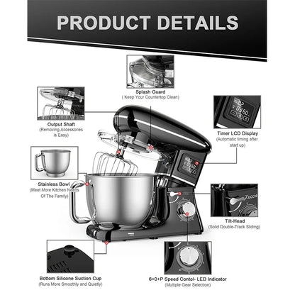 220V Powerful Stand Mixer Electric Blender Household Automatic Timing Hair Noodles Flour-Mixing Machine Commercial stand mixer