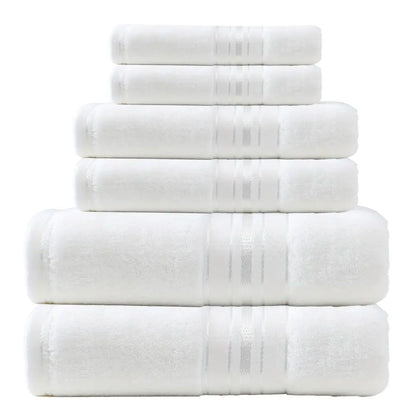 Luxury 6 Piece Towel Set, 2 Bath Towels 2 Hand Towel 2 Washcloths, 600 GSM 100% Cotton Turkish Towels for Bathroom, White Towel Sets