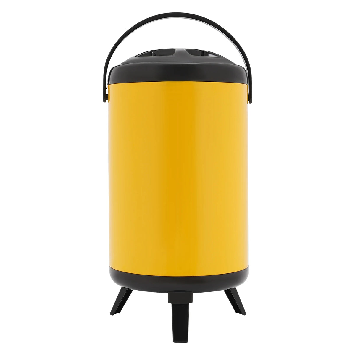 10L Stainless Steel Insulated Beverage Dispenser, Yellow Round Tabletop Drink Server with Spout, Hot &amp; Cold Drink Dispenser