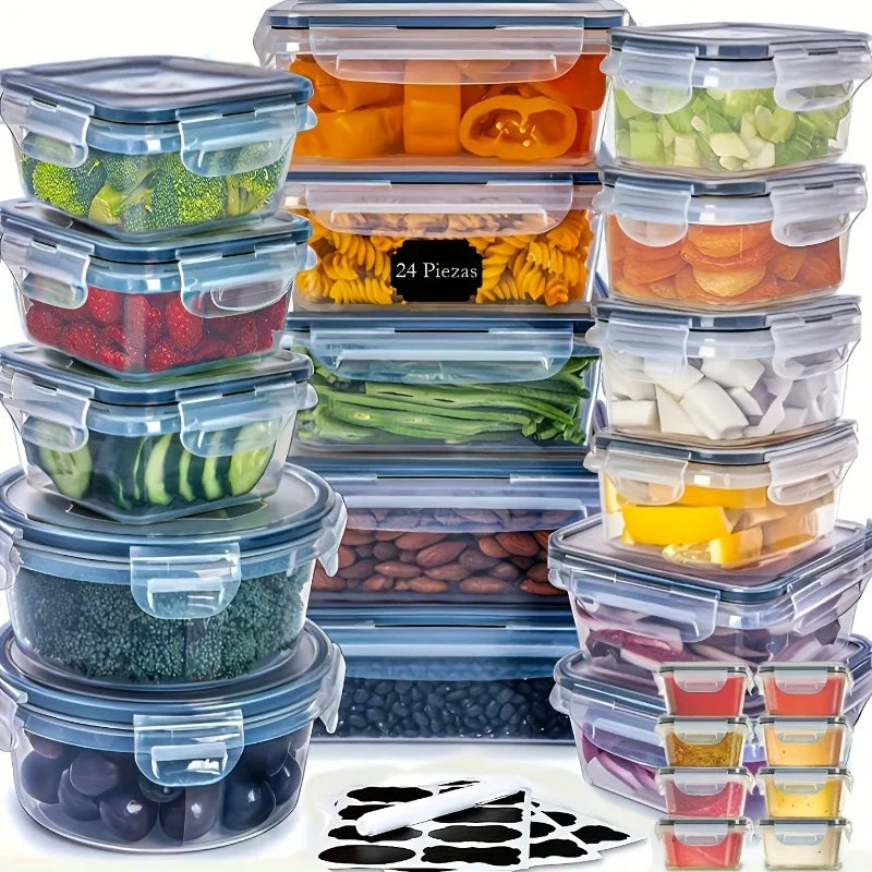 48PCS BPA-Free Food Storage Set – 24 Airtight Containers with Lids &amp; Labels for Kitchen, Pantry &amp; Travel