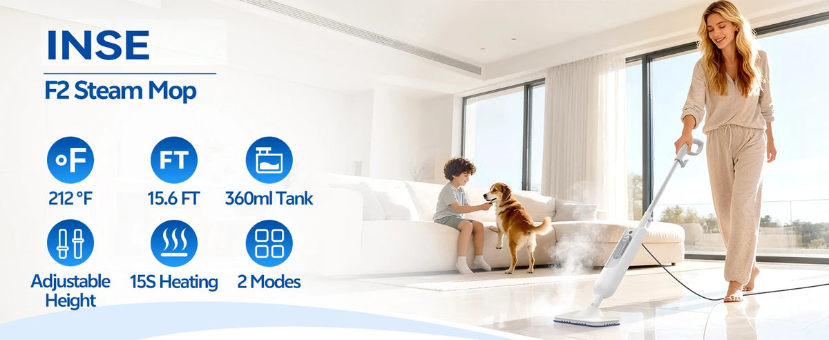 INSE 6-in-1 Steam Mop for Hard Floor Carpet &amp; Kitchen