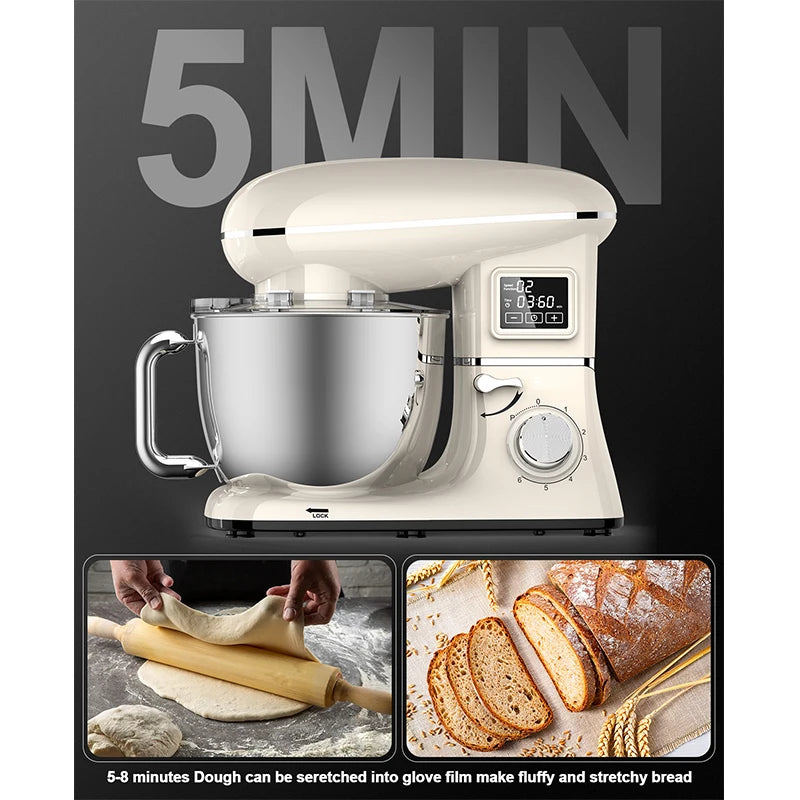 220V Powerful Stand Mixer Electric Blender Household Automatic Timing Hair Noodles Flour-Mixing Machine Commercial stand mixer