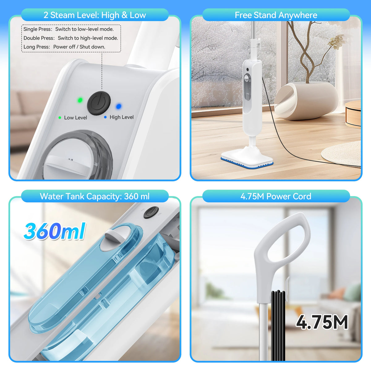 INSE 6-in-1 Steam Mop for Hard Floor Carpet &amp; Kitchen