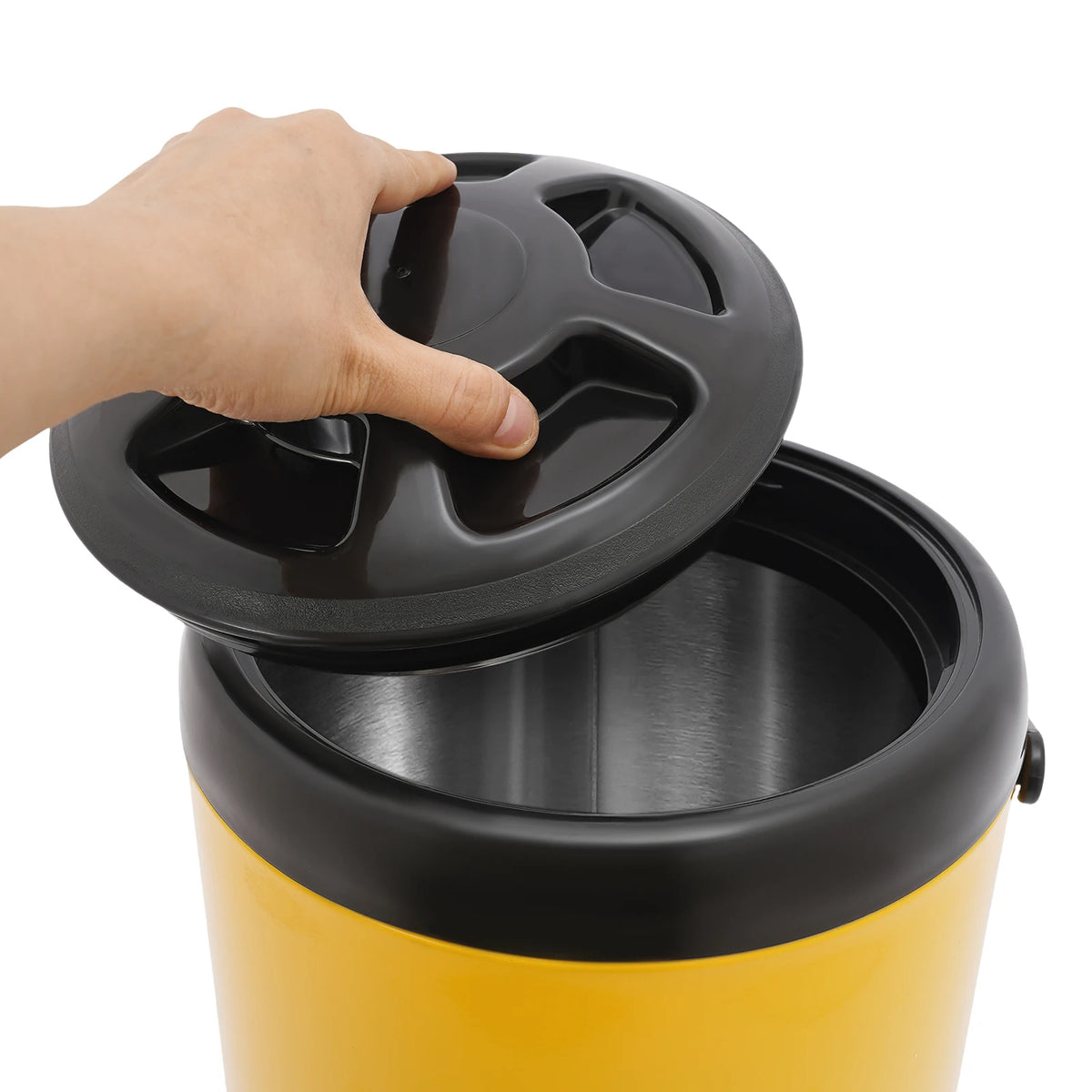 10L Stainless Steel Insulated Beverage Dispenser, Yellow Round Tabletop Drink Server with Spout, Hot &amp; Cold Drink Dispenser