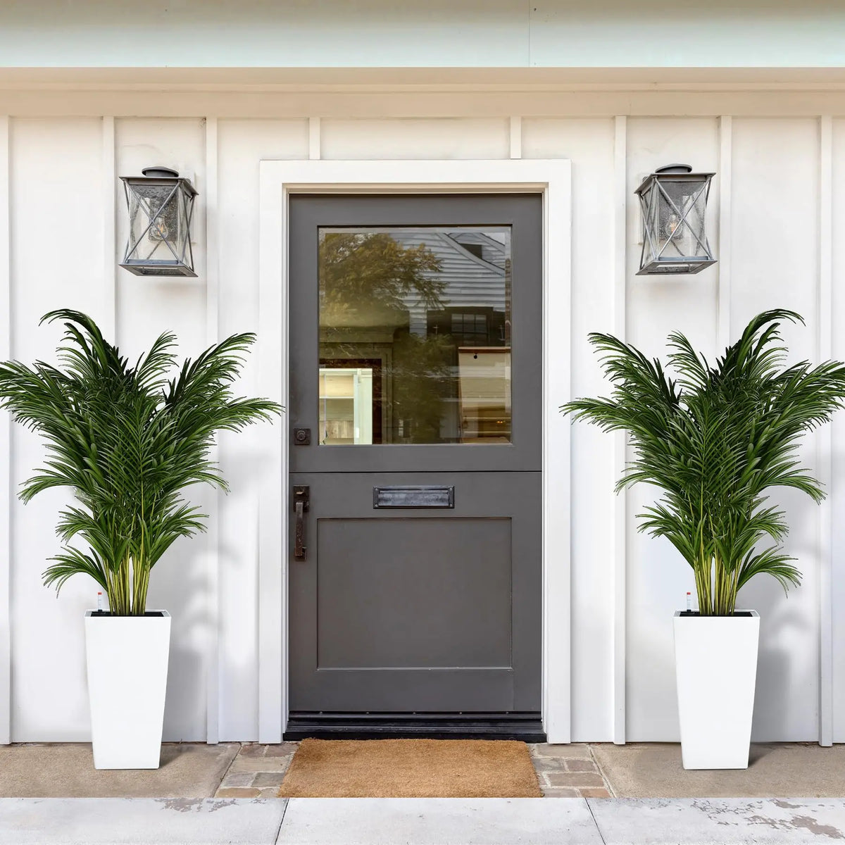 15.7"/22.5" Tall Planters Set Of 2, Self Watering Indoor Outdoor Front Porch Planter Pots With Drainage &amp; Monitor Bucket