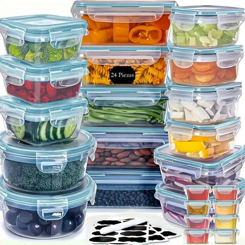 48PCS BPA-Free Food Storage Set – 24 Airtight Containers with Lids &amp; Labels for Kitchen, Pantry &amp; Travel