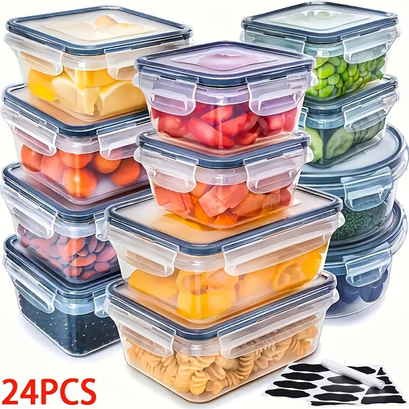 48PCS BPA-Free Food Storage Set – 24 Airtight Containers with Lids &amp; Labels for Kitchen, Pantry &amp; Travel