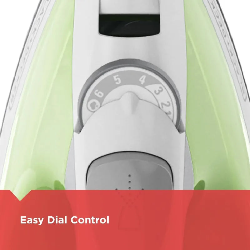 Easy Steam Iron for Clothes, Smart Steam, 1200W, TrueGlide Nonstick Soleplate, Auto Shut-Off, Anti-Drip, Green &amp; White