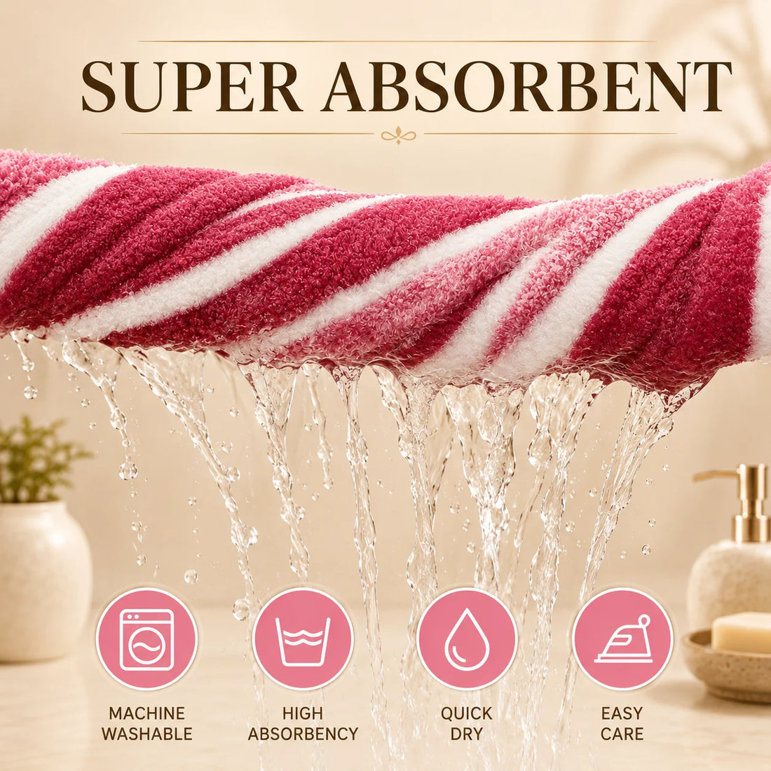 8-Piece Ultra Absorbent Towel Set, Lint-Free &amp; Super Soft Two-Tone Striped Bath Towel Collection, Premium Microfiber Bathroom Towel Set Includes 2 Bath Towels, 2 Face Towels &amp; 4 Hand Towels, Suitable for Bathroom, Spa &amp; Hotel