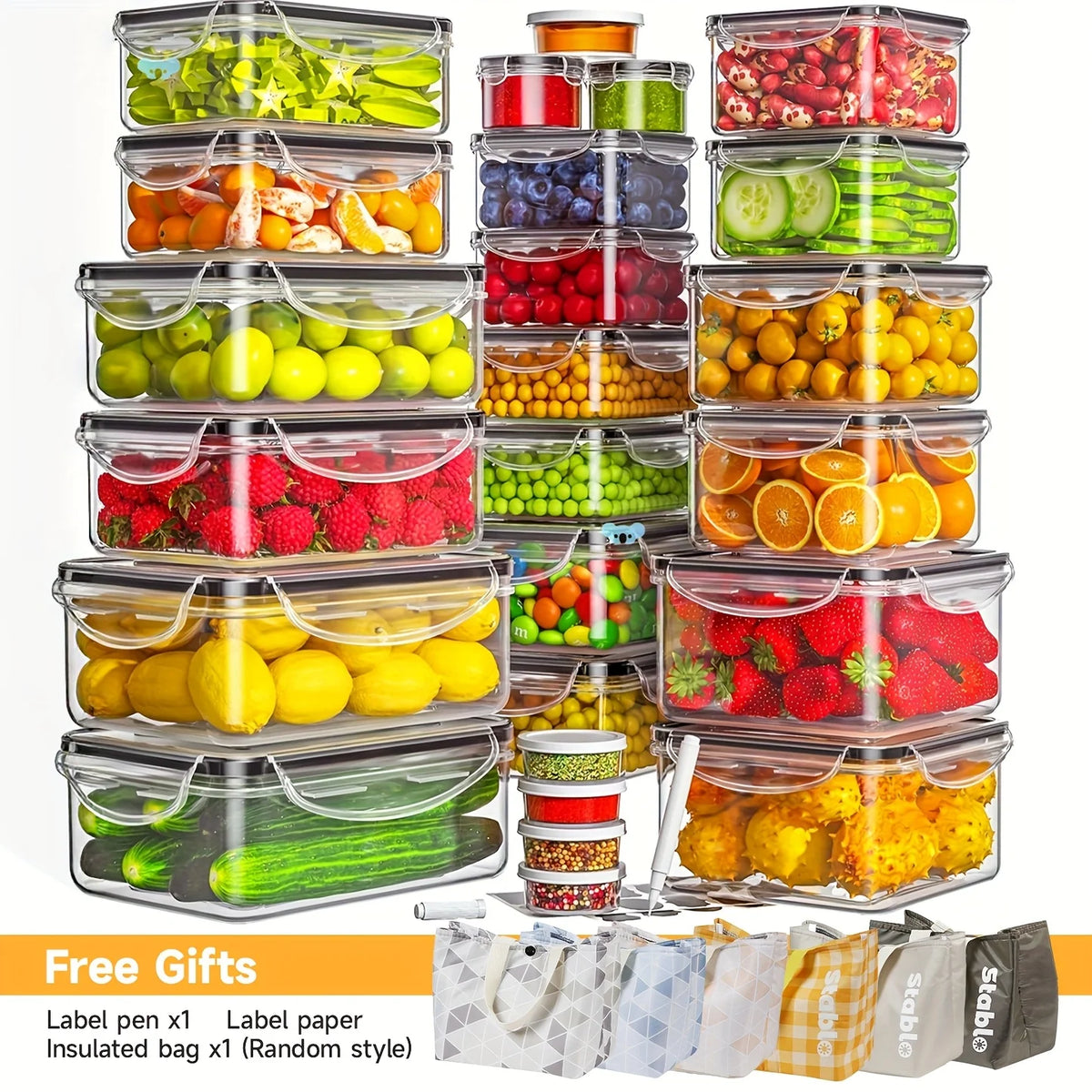 48PCS BPA-Free Food Storage Set – 24 Airtight Containers with Lids &amp; Labels for Kitchen, Pantry &amp; Travel