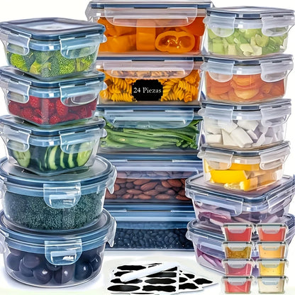 48PCS BPA-Free Food Storage Set – 24 Airtight Containers with Lids &amp; Labels for Kitchen, Pantry &amp; Travel