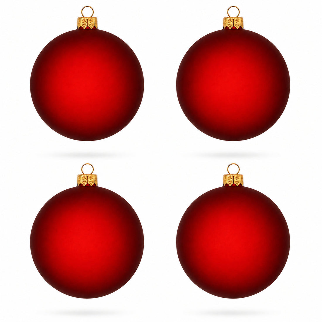 Set of 4 Translucent Red Glass Ball Christmas Ornaments 4 Inches